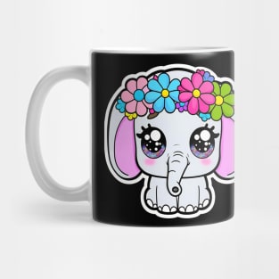 Adorable Baby Elephant with flower crown Mug